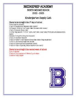 Supply Lists